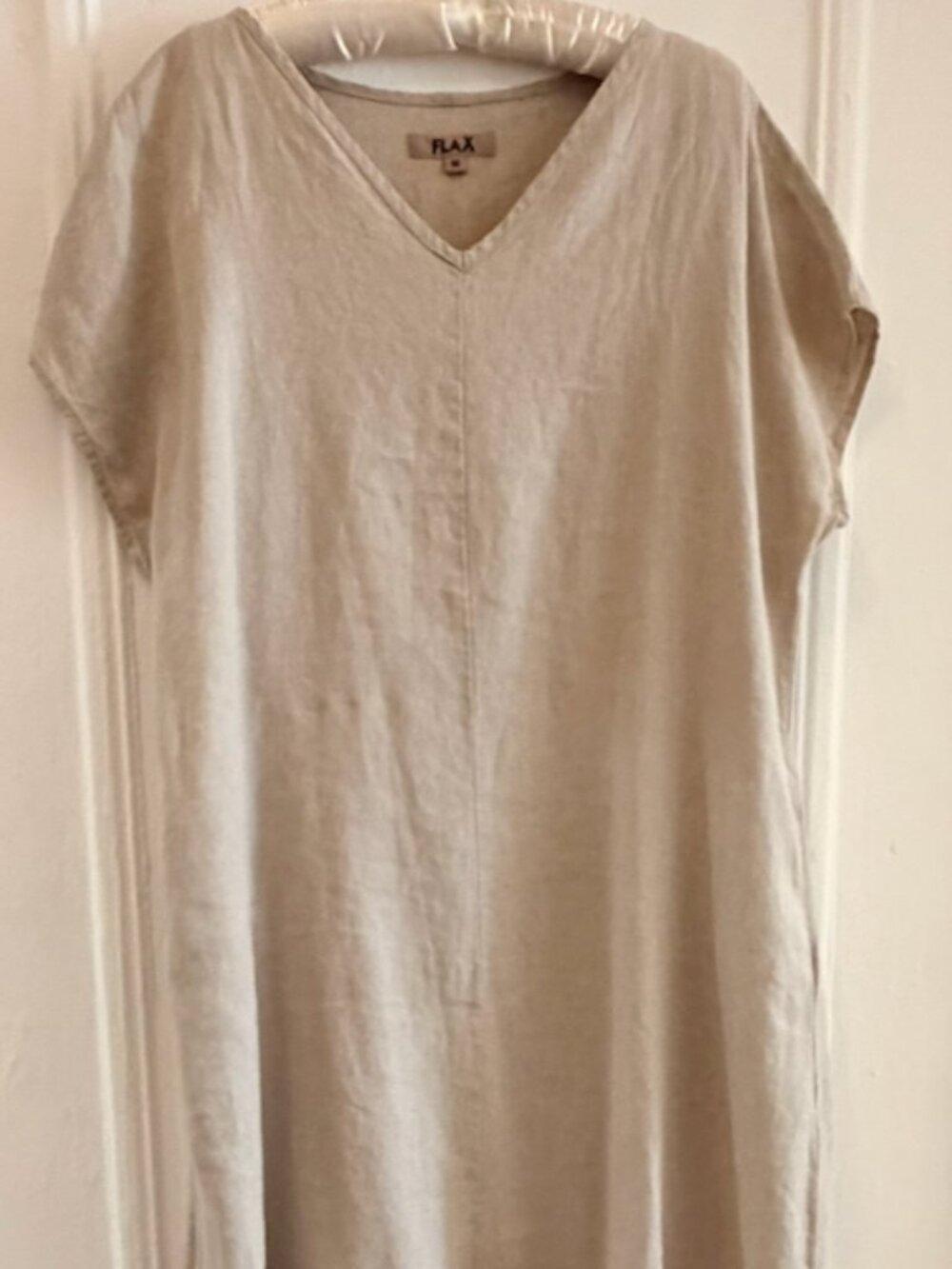 Flax Natural Linen Midi-Dress, Size M